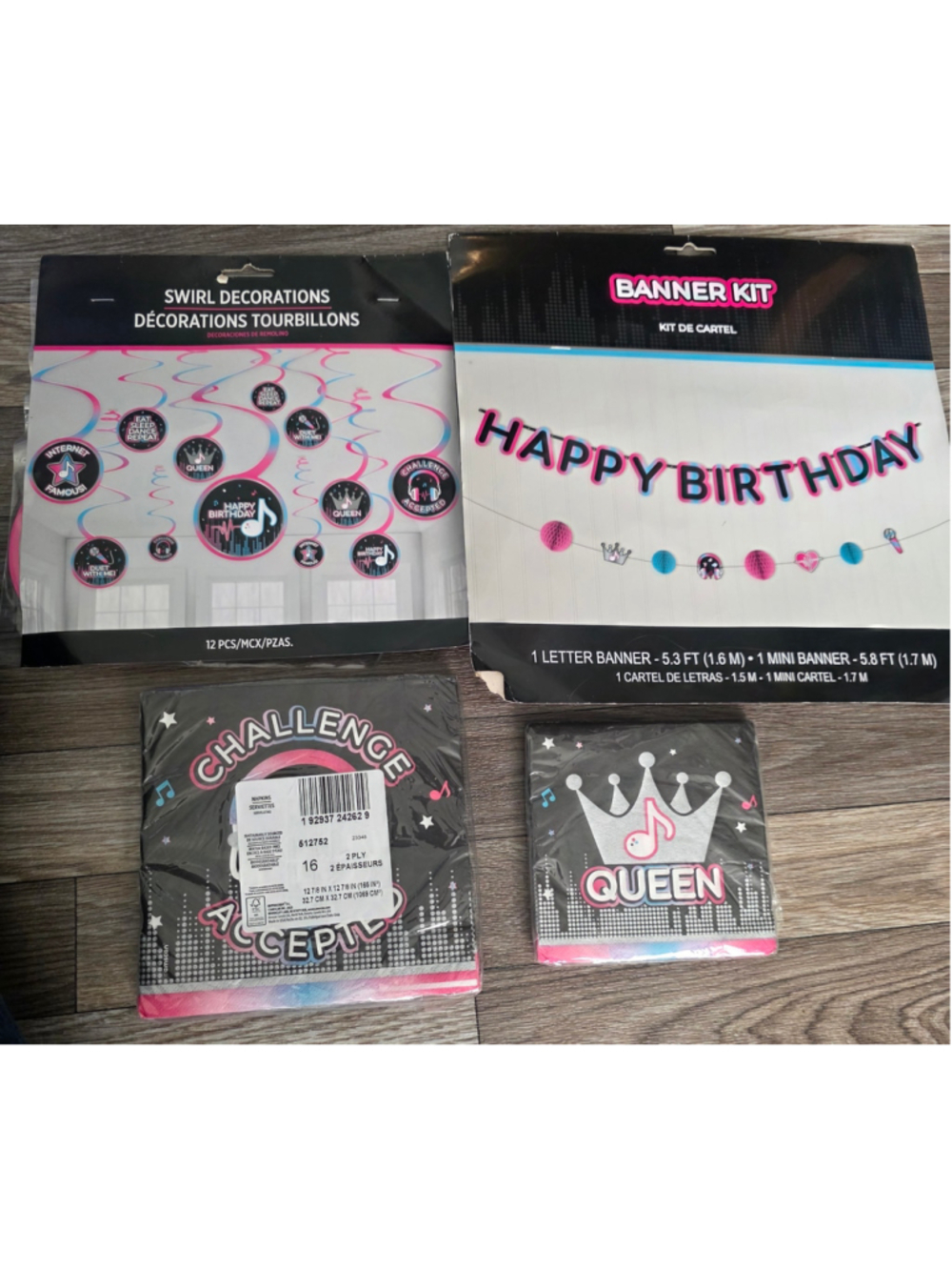 Amscan Girls Party Decoration Set One Size Black Pink